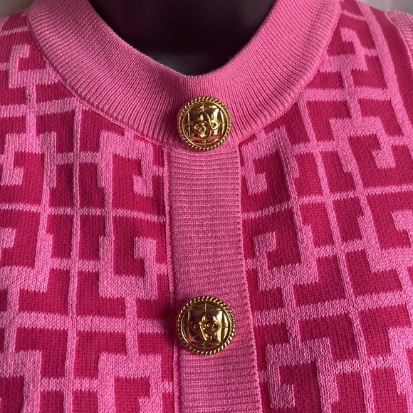 Shein Geo Pattern Button Front Knit Tank Top Hot Pink Size Large - Picture 5 of 13